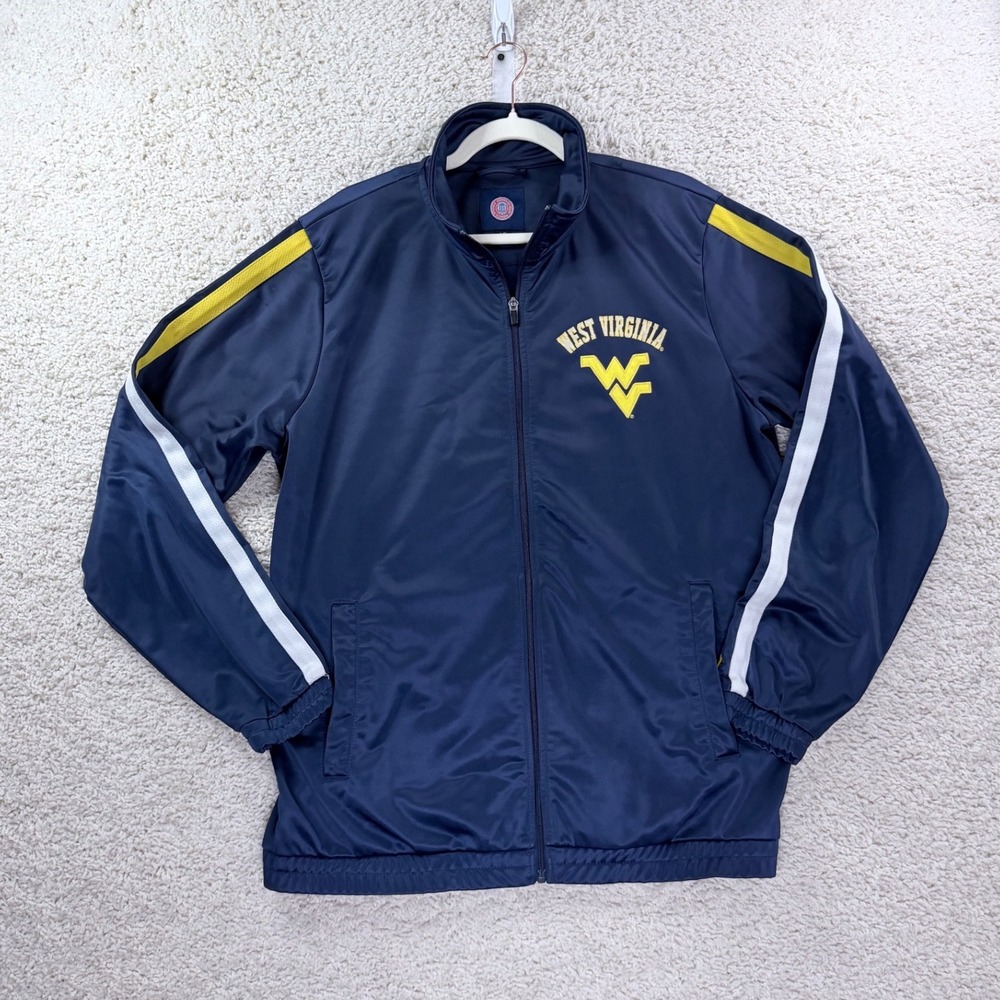 Collegiate Track Jacket Men Large Blue West Virginia Mountaineers WVU NCAA Zip